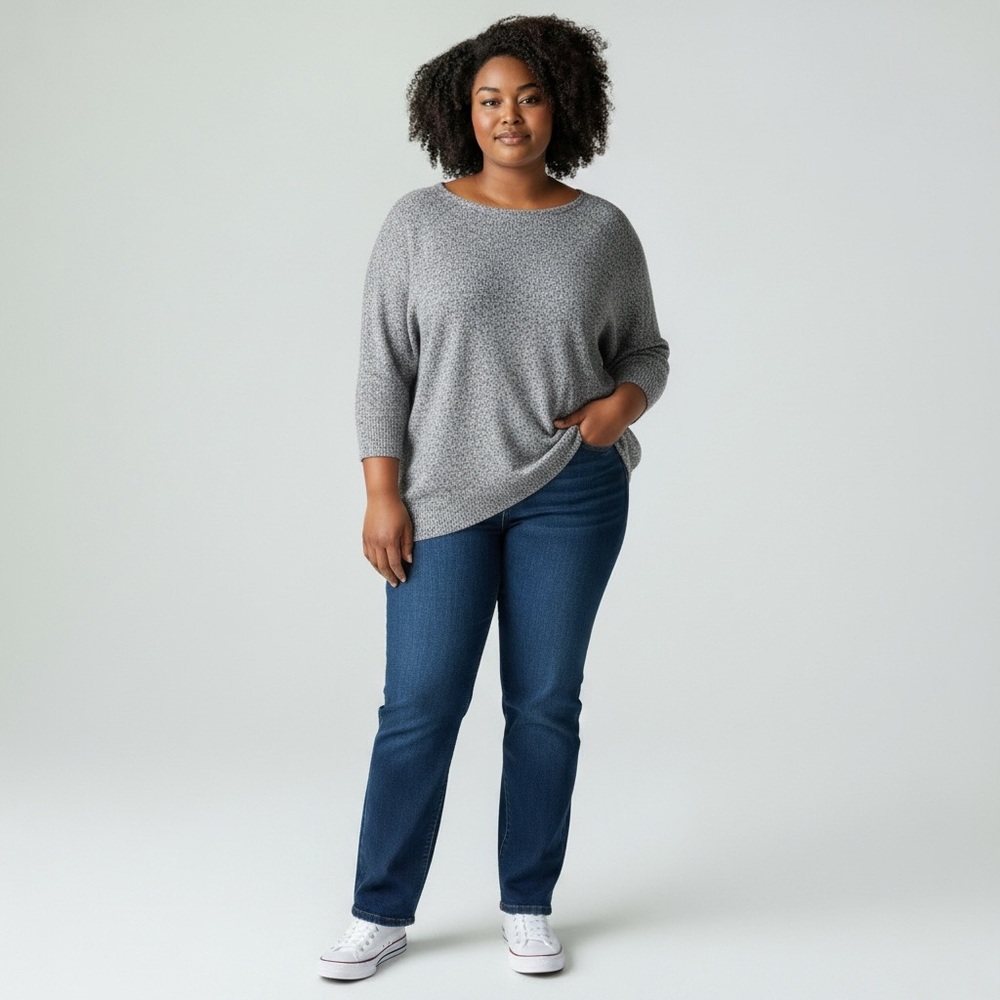 Kenar Light Heather Gray Scoop Neck Top